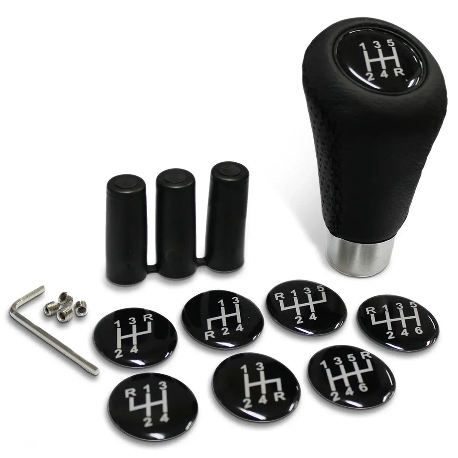 SAAS Leather Gear Knob Black-Black Stitch With 8 Shift Patterns SGKBL - view 2