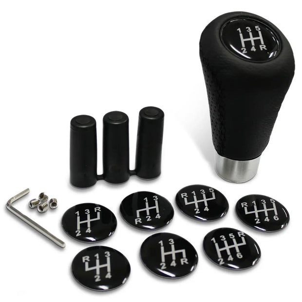 SAAS Leather Gear Knob Black-Black Stitch With 8 Shift Patterns SGKBL - view 2