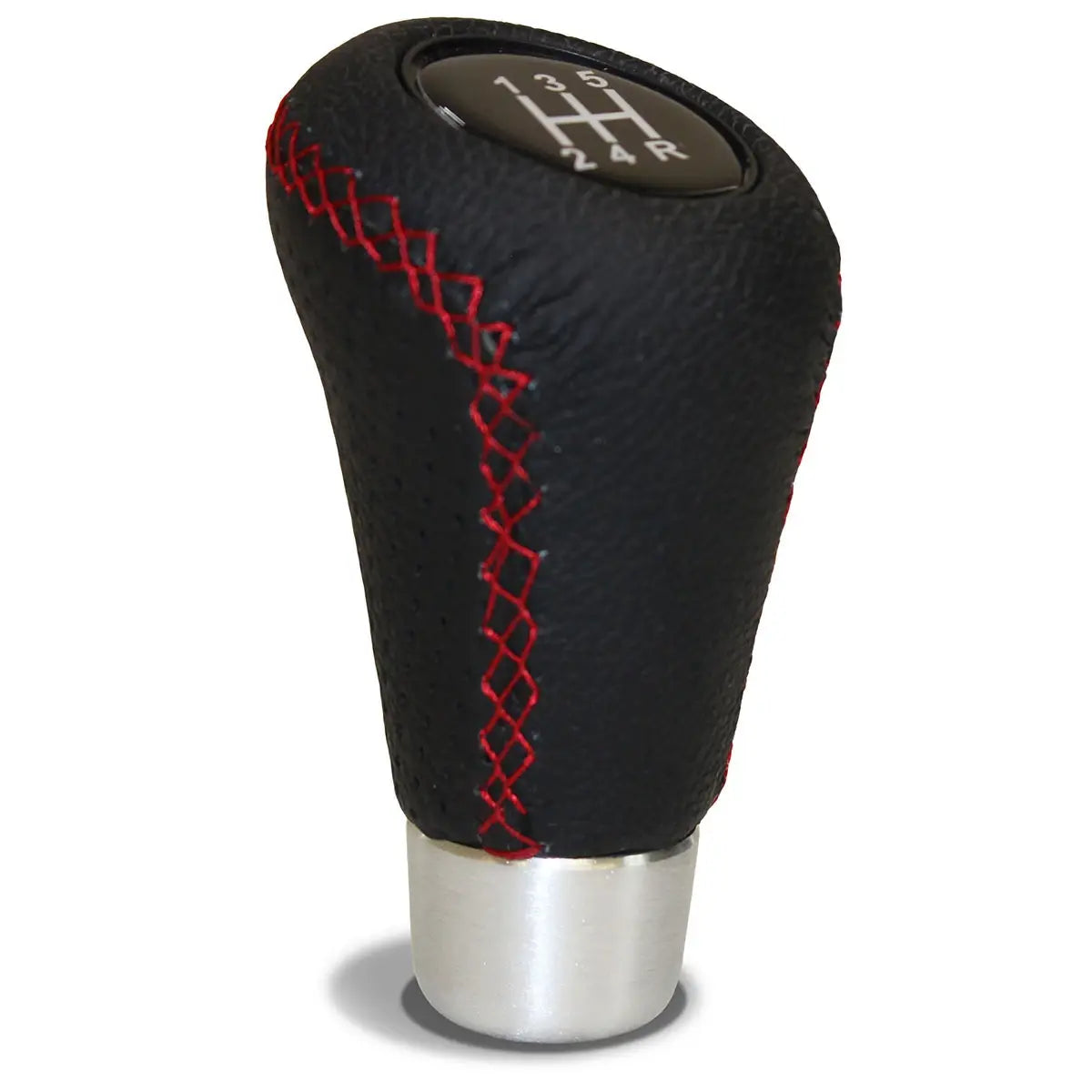 SAAS Leather Gear Knob Black-Red Stitch With 8 Shift Patterns SGKBR - view 1