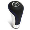 SAAS Leather Gear Knob Blue Stitched Aluminium Insert With 8 Shift Patterns SGKEL - view 1
