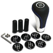 SAAS Leather Gear Knob Blue Stitched Aluminium Insert With 8 Shift Patterns SGKEL - view 2