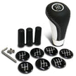SAAS Leather Gear Knob Grey Stitched Aluminium Insert With 8 Shift Patterns SGKGL - view 2