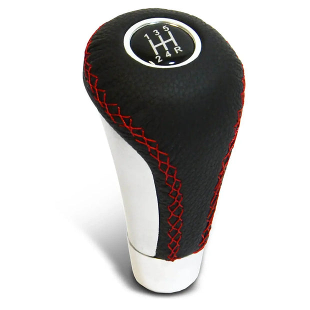 SAAS Leather Gear Knob Red Stitched Aluminium Insert With 8 Shift Patterns SGKRL - view 1