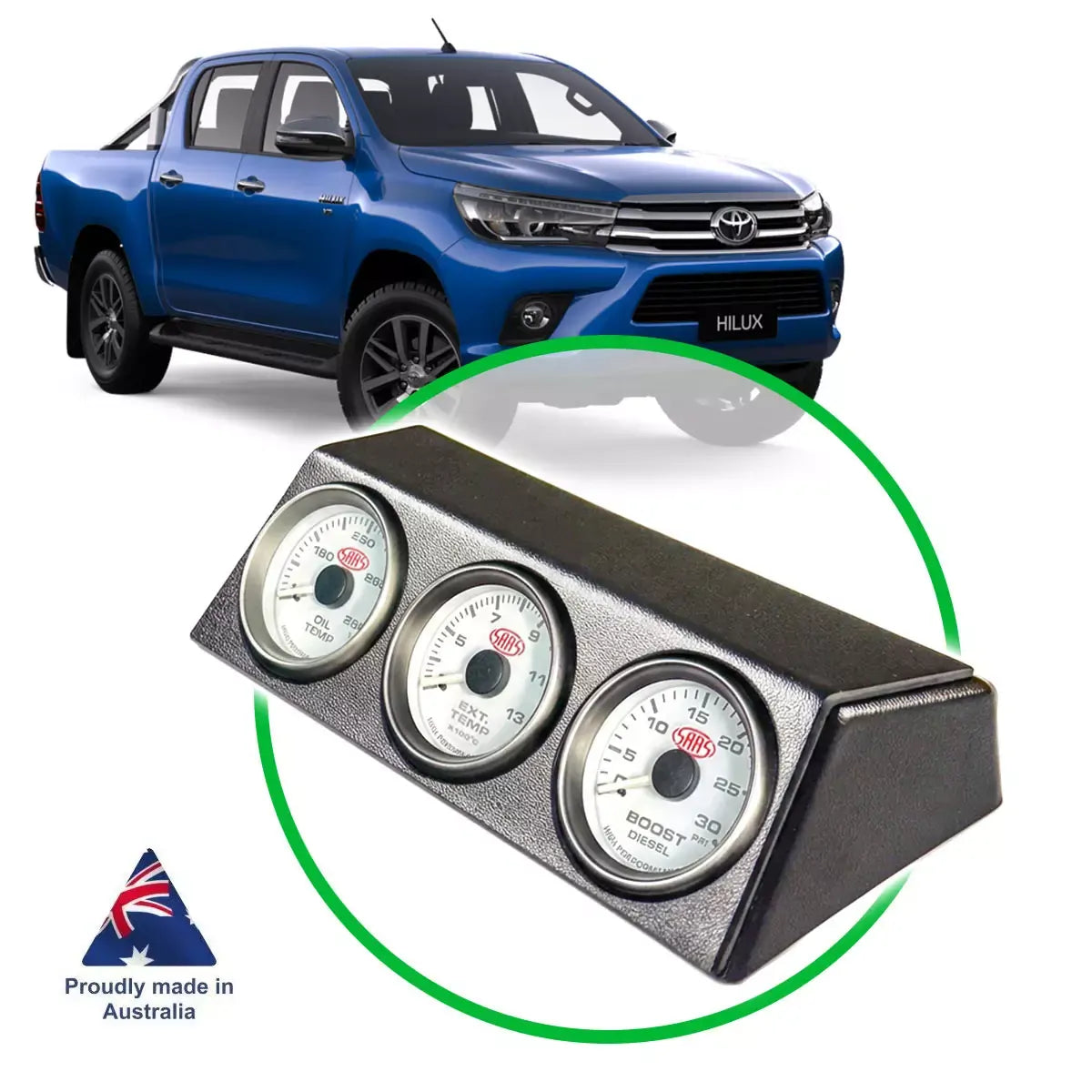 SAAS Gauge Dash Pod Hilux 2015 - 2025 N80 Series 3 x 52mm SGP1106 - view 1