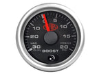 SAAS Boost Gauge 30inHg-20psi 52mm Muscle Series II Black 12V SGTB52BS2 - view 2