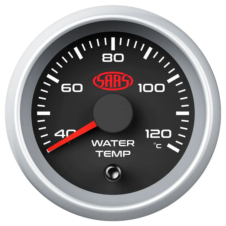 SAAS Water Temp Gauge 40°-120° 52mm Muscle Series II Black 12V SGWT52BS2 - view 1
