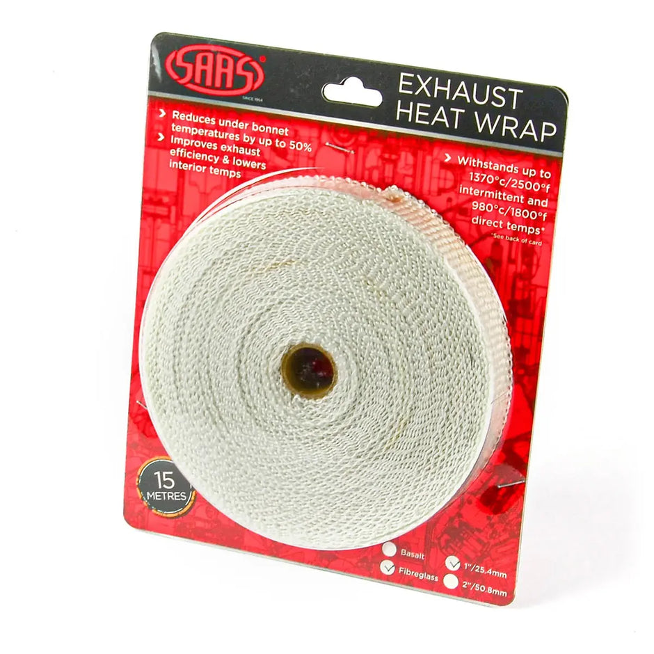 SAAS Exhaust Wrap Fibreglass 25mm (1in) x 15m SHWF2515 - view 1