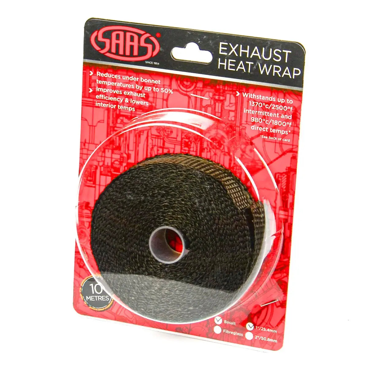 SAAS Exhaust Wrap Basalt Black 25mm (1in) x 10m SHWT2510B - view 1