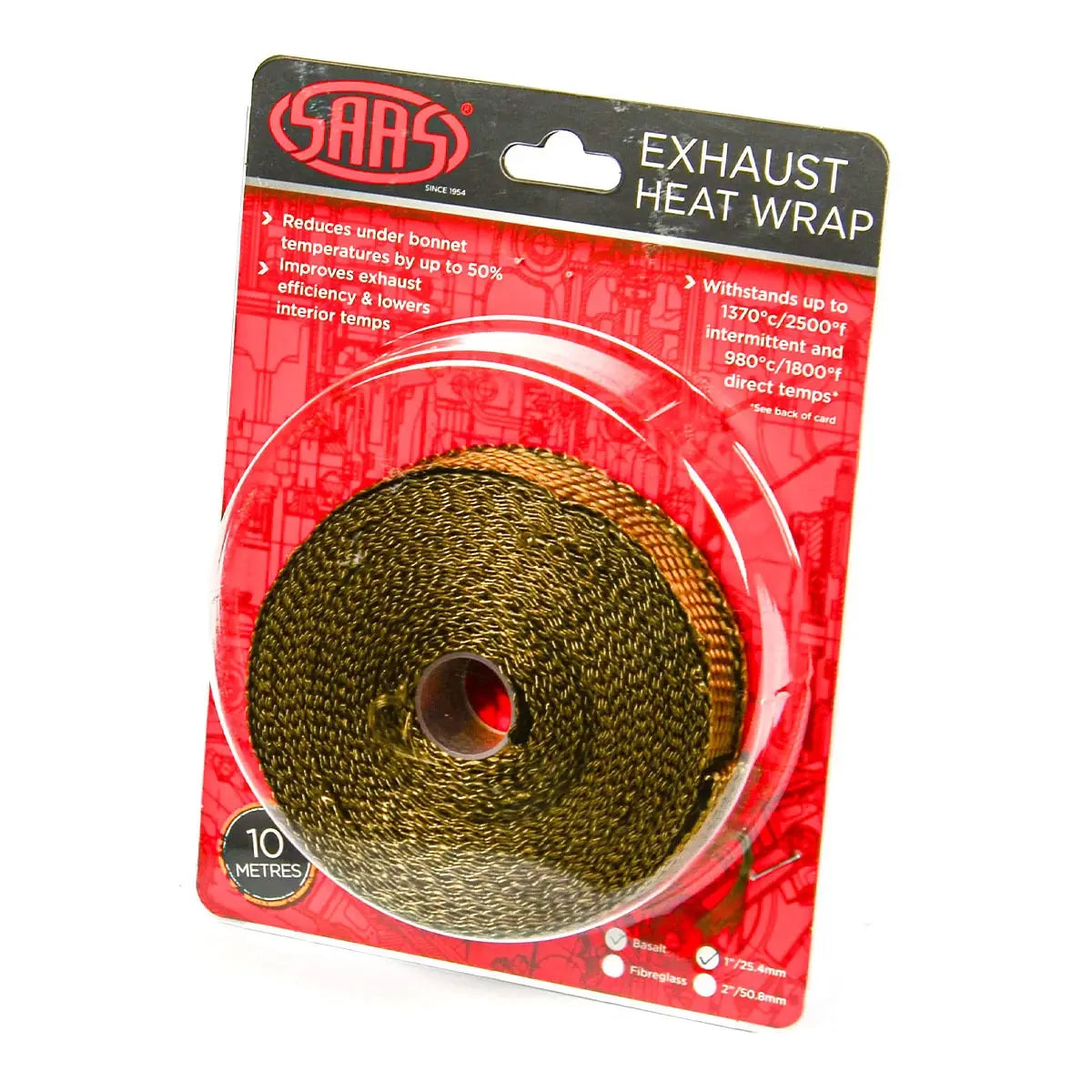 SAAS Exhaust Wrap Basalt Titanium 25mm (1in) x 10m SHWT2510 - view 1