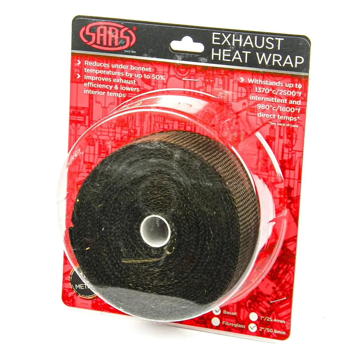SAAS Exhaust Wrap Basalt Black 50mm (2in) x 15m SHWT5015B - view 1