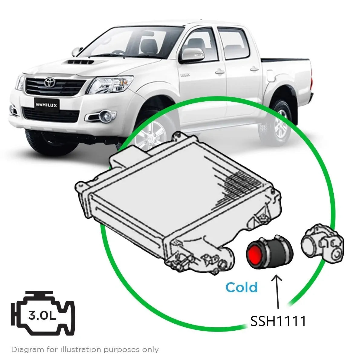 SAAS Toyota Hilux 3.0L 1KD-FTV 2005-2015 Silicone Intercooler Pipe Cold Side SSH1111 - view 1