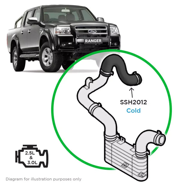 SAAS Ford Ranger PJ-PK 2.5-3.0 Cold Side Joiner to Intake Intercooler Hose SSH2012 - view 1