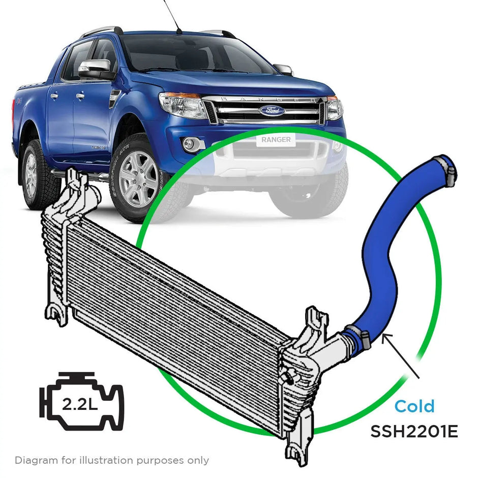 SAAS Ford Ranger/Mazda BT50 2.2L Silicone Blue Intercooler Cold Side Pipe 2011-On SSH2201E - view 1