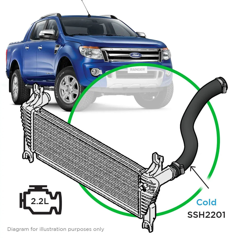 SAAS Ford Ranger/Mazda BT50 2.2L Silicone Intercooler Cold Side Pipe 2011-On SSH2201 - view 1