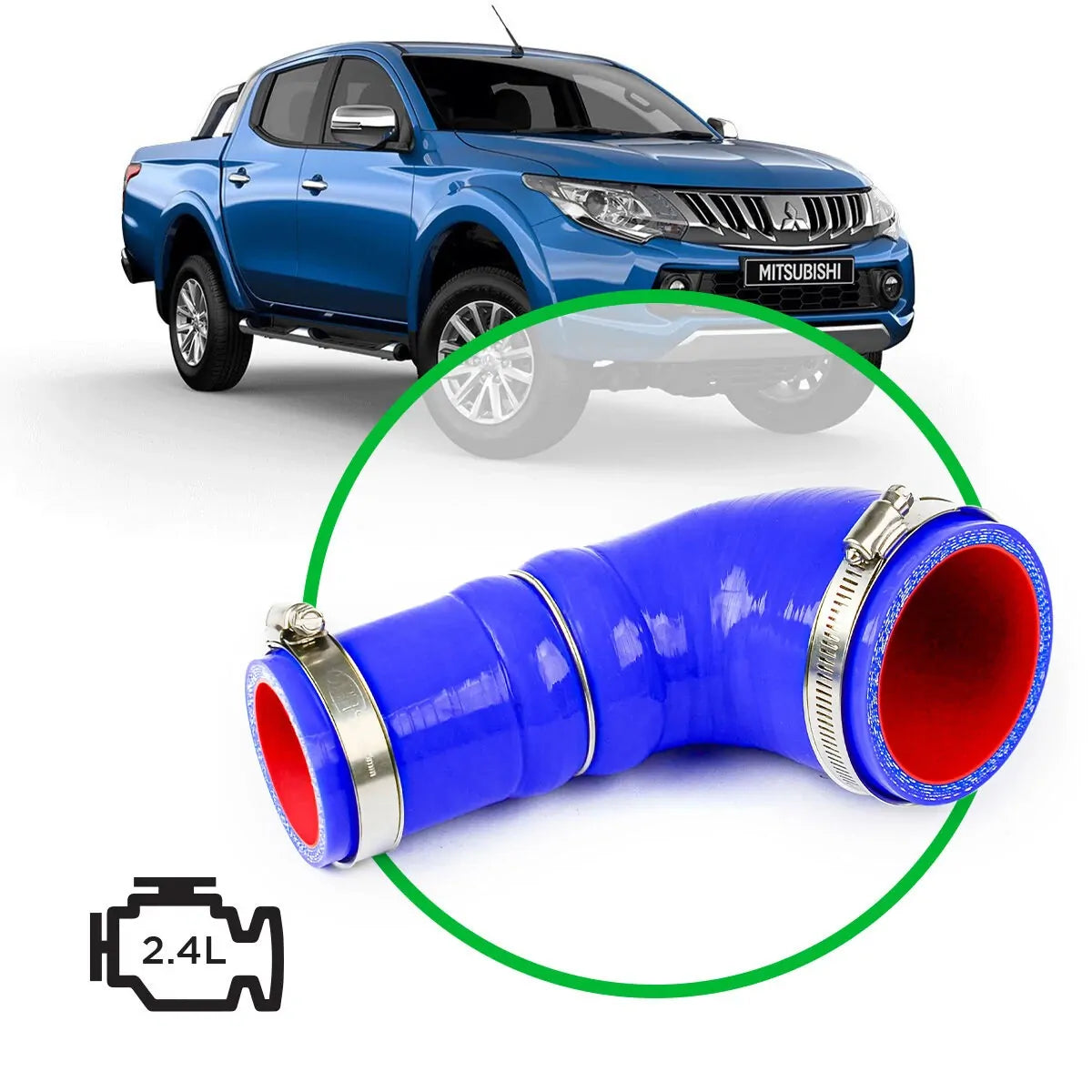 SAAS Mitsubishi Triton 2.4L MQ MR Blue Silicone Airbox to Turbo Intake Pipe SSH3302E - view 1