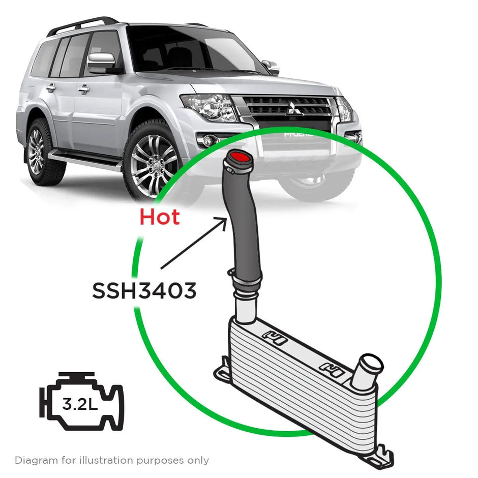 SAAS Mitsubishi Pajero 3.2 NS NT NX NW 2006 - 2020 Intercooler Hot Side Small Silicone SSH3403 - view 1