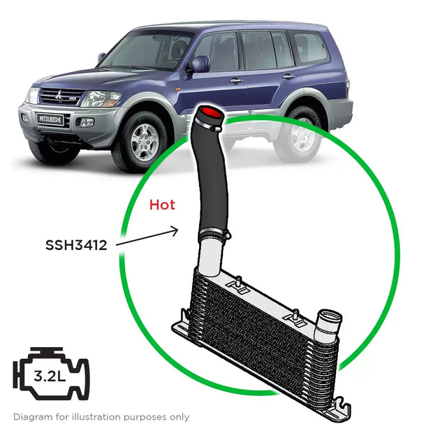 SAAS Mitsubishi Pajero NM-NP 3.2 Hot Side Joiner to Intercooler Hose SSH3412 - view 1