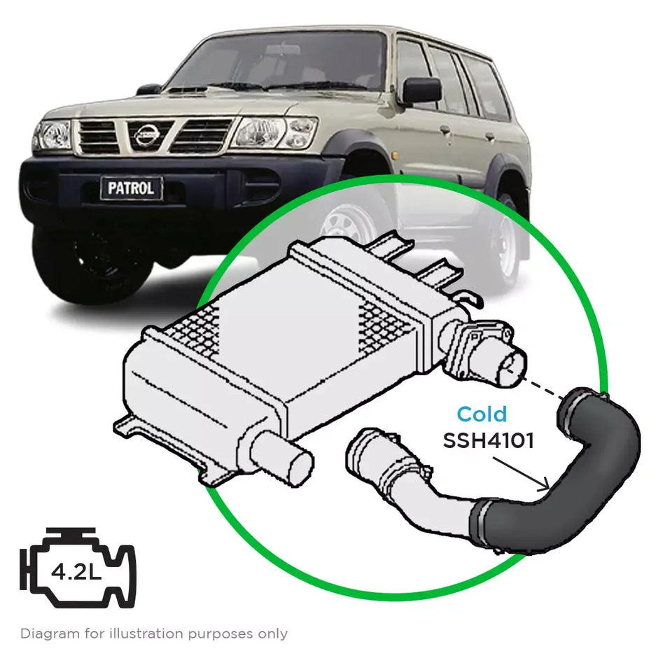 SAAS Nissan GU Patrol TD42T 1999 on Cold Side to TB Intercooler Hose SSH4101 - view 1