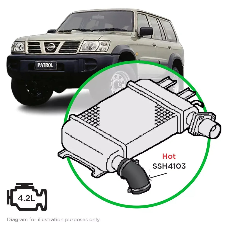 SAAS Nissan GU Patrol TD42T 1999 on Hot Side Hose from Joiner to Intercooler SSH4103 - view 1