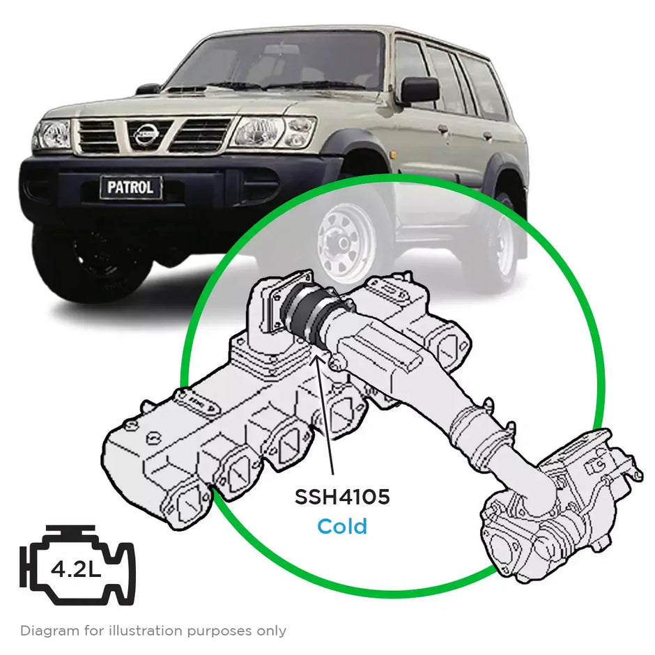 SAAS Nissan GU Patrol TD42T 1999 on Hot Side from Turbo Non Intercooler SSH4105 - view 1