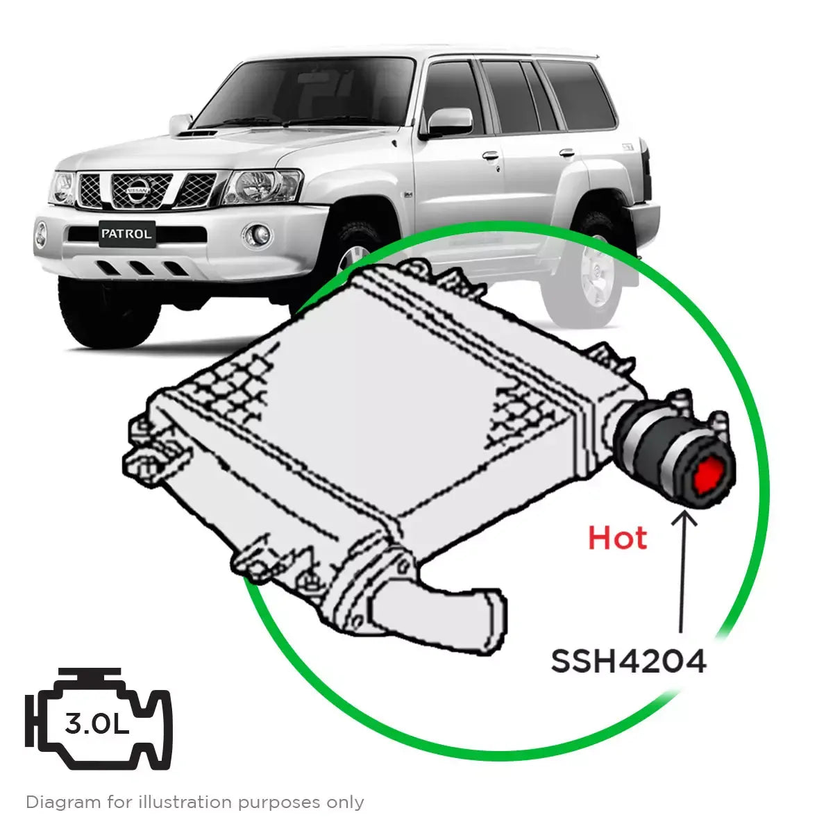 SAAS Nissan GU Patrol Y61 ZD30 DI Hot Side from Mid Pipe to Intercooler SSH4204 - view 1