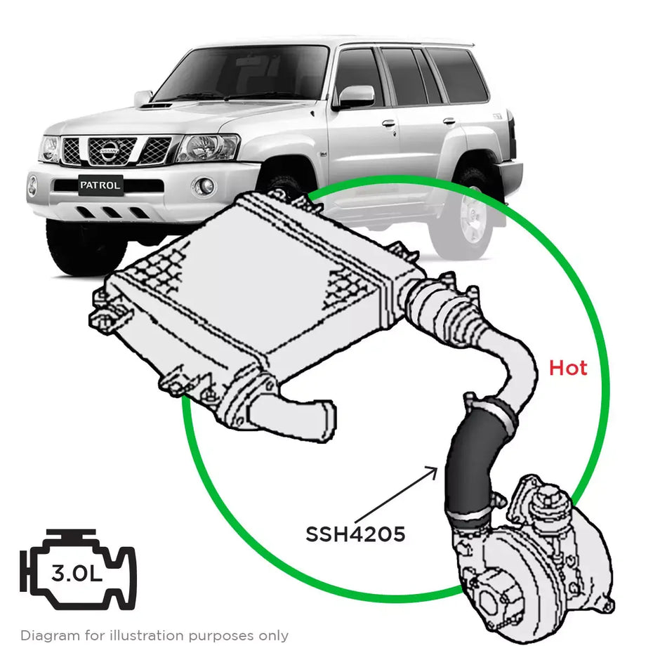 SAAS Nissan GU Patrol Y61 ZD30 DI Hot Side from Turbo to Mid Pipe SSH4205 - view 1