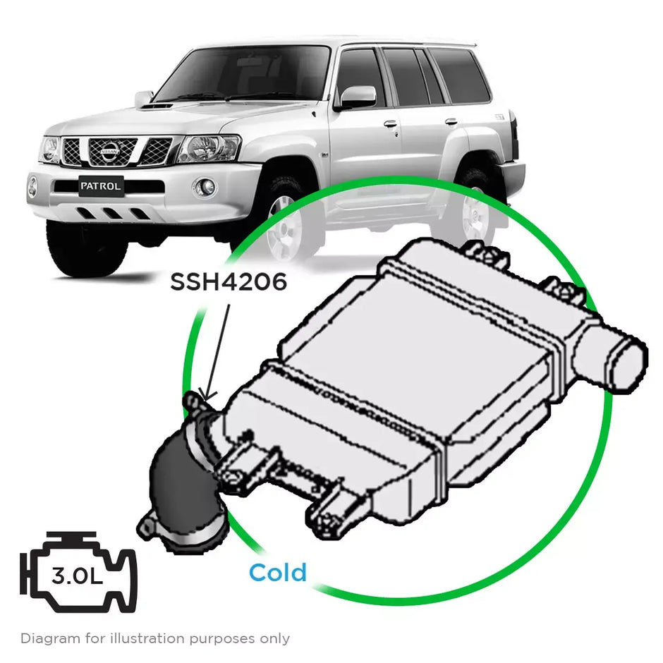 SAAS Nissan GU Patrol Y61 ZD30 CRD Cold Side from Intercooler to Joiner SSH4206 - view 1