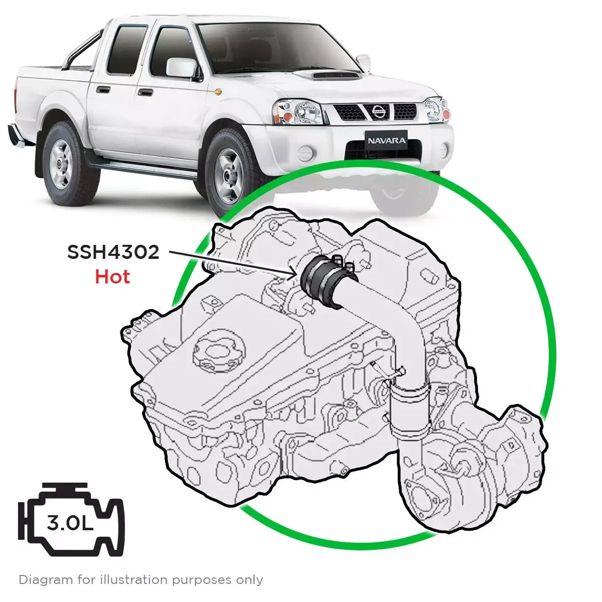 SAAS Nissan Navara D22 ZD30 3.0 Silicone Turbo Hose Pipe to Charge Cooler SSH4302 - view 1