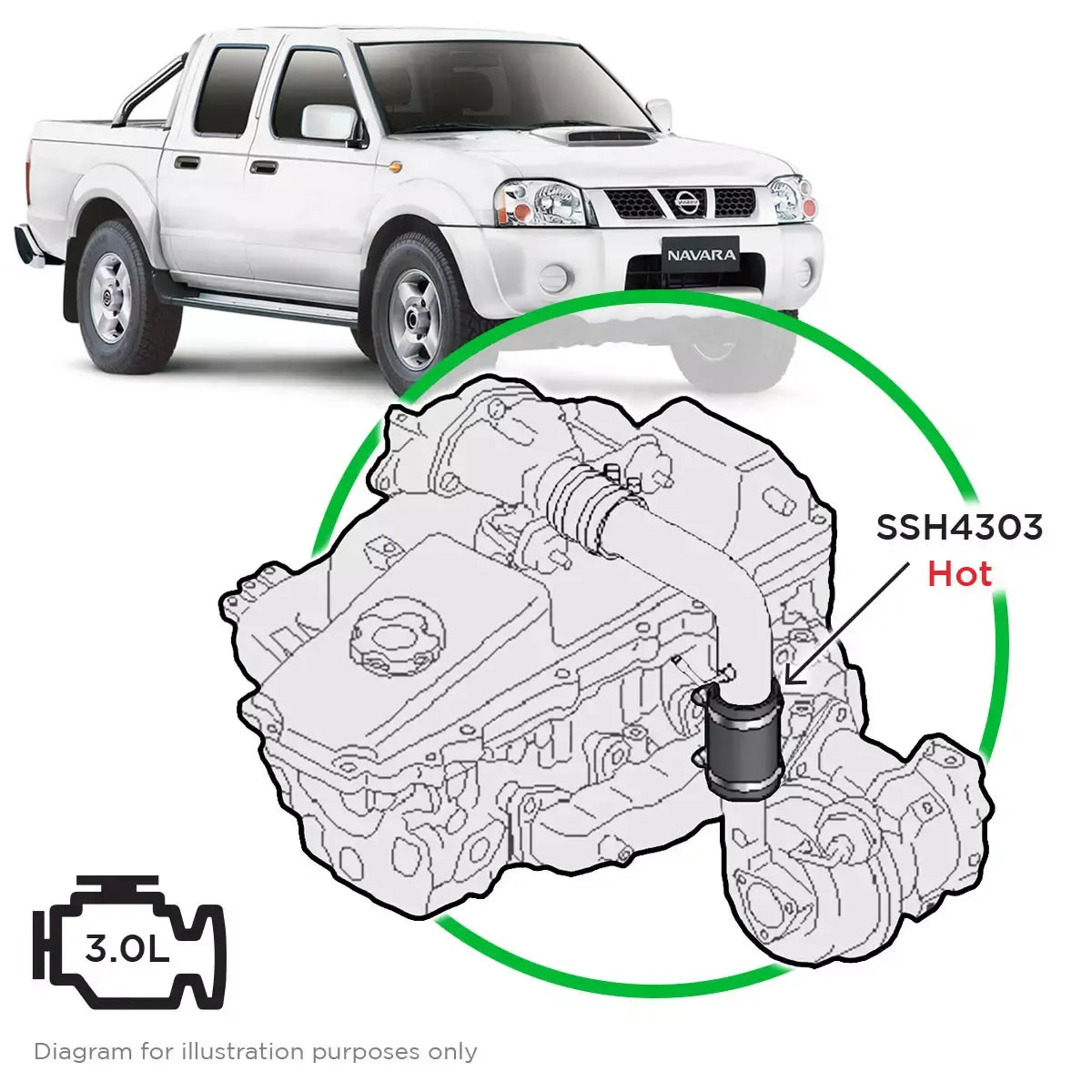 SAAS Nissan Navara D22 ZD30 3.0 Silicone Turbo Hose from Turbo SSH4303 - view 1