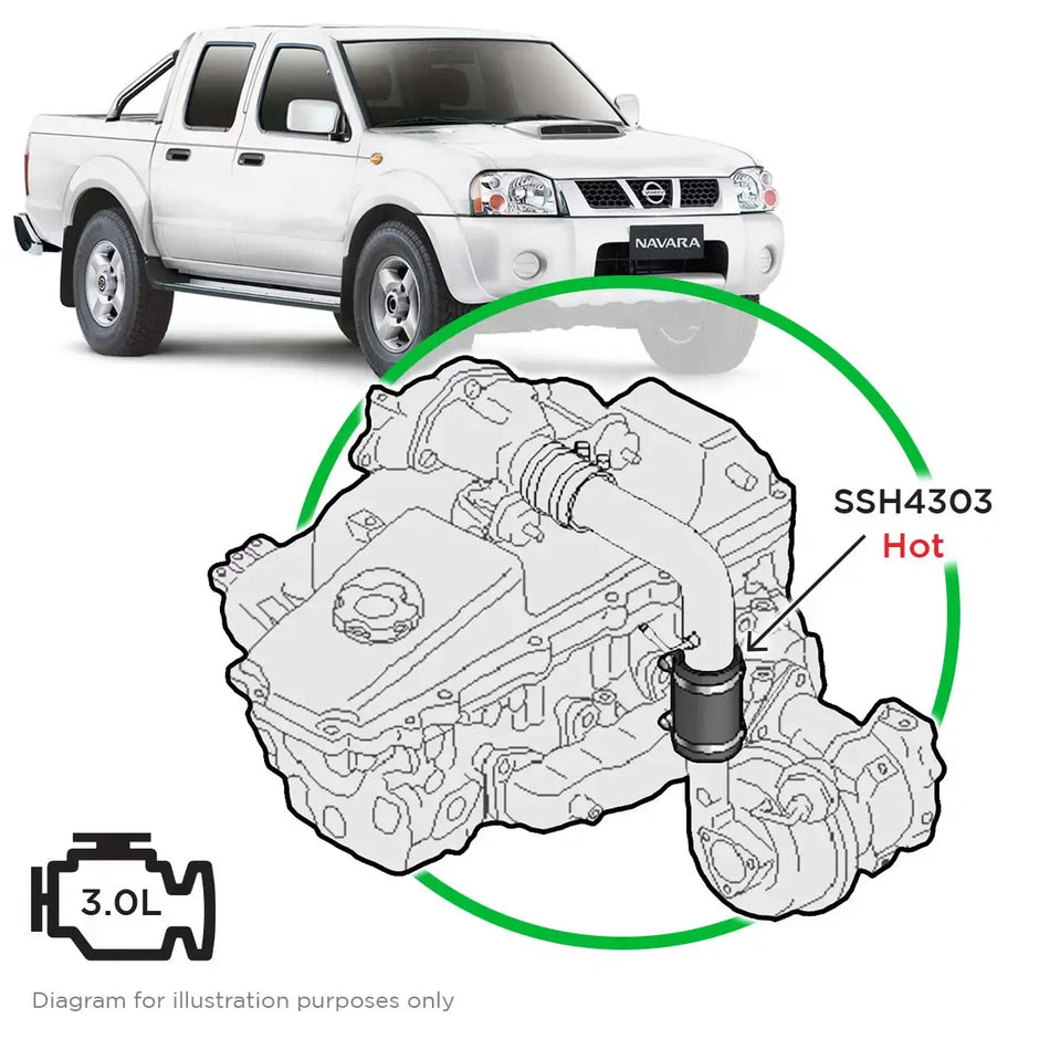SAAS Nissan Navara D22 ZD30 3.0 Silicone Turbo Hose from Turbo SSH4303 - view 1