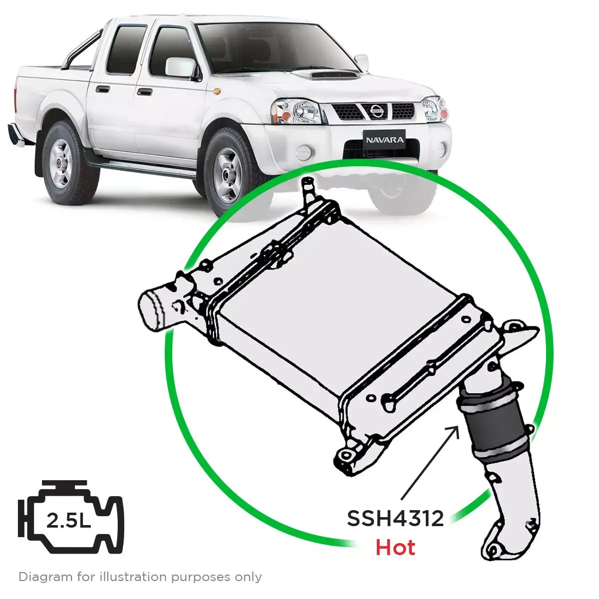 SAAS Nissan Navara D22 YD25 2.5 Hot Side Intercooler Hose SSH4312 - view 1