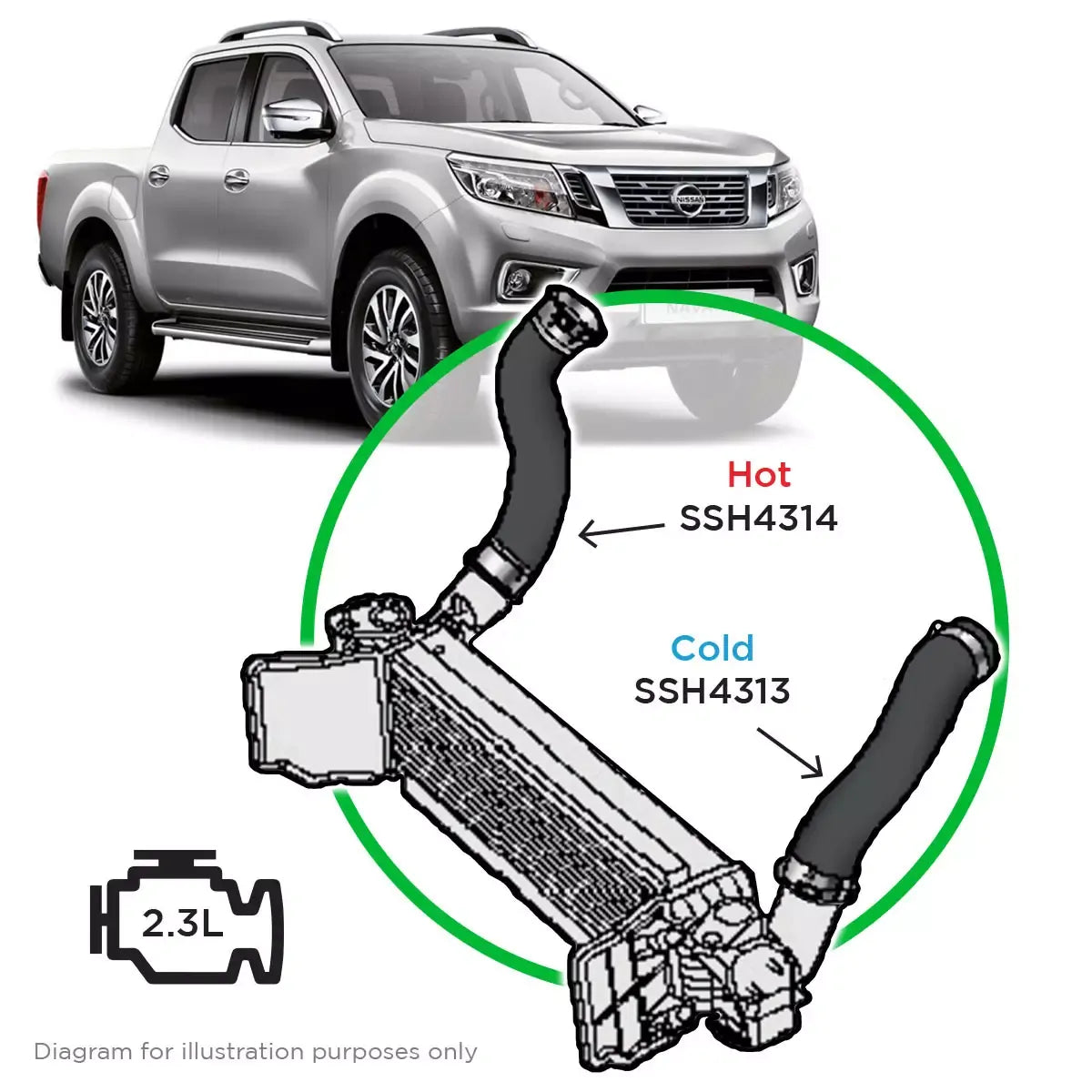 SAAS Nissan Navara D23 NP300 2.3 Intercooler Hose Kit SSH4313-KIT - view 1