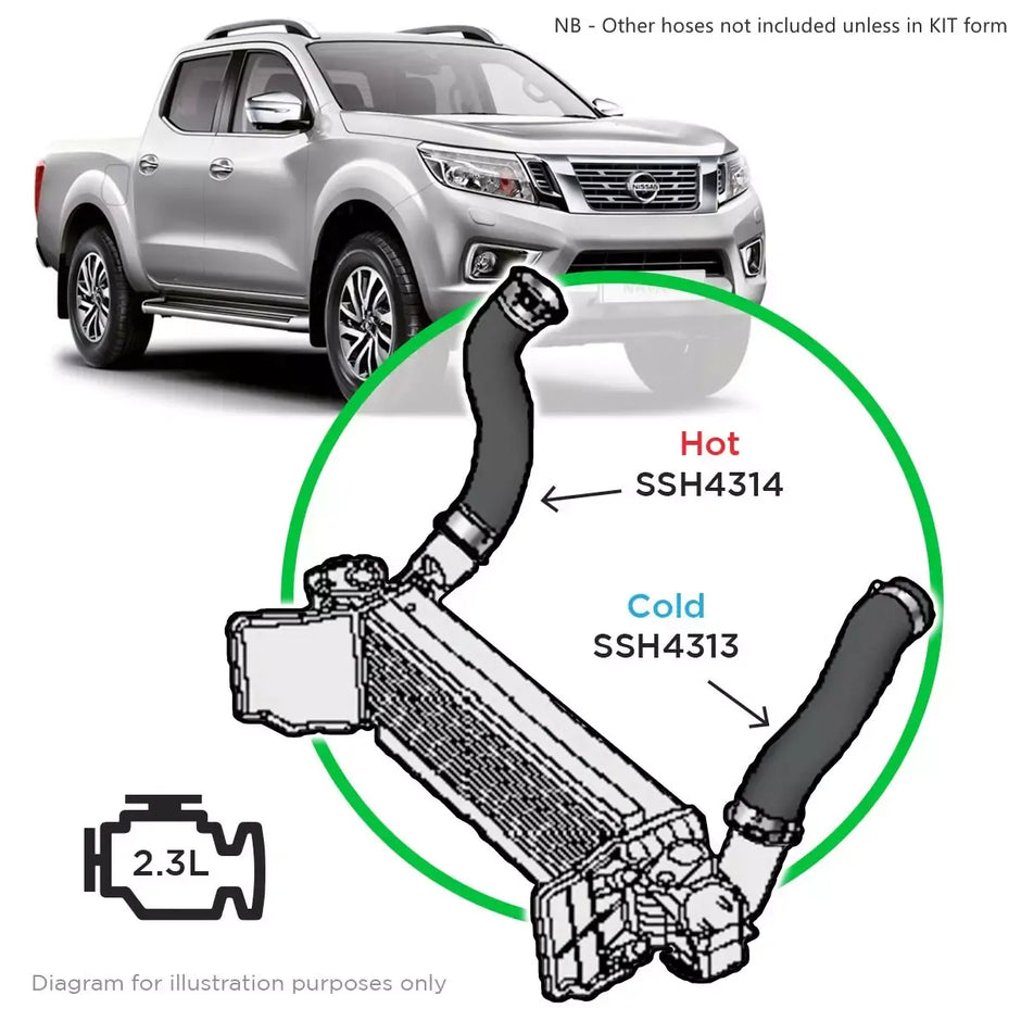 SAAS Nissan Navara D23 NP300 2.3 Cold Side Intercooler Hose SSH4313 - view 6