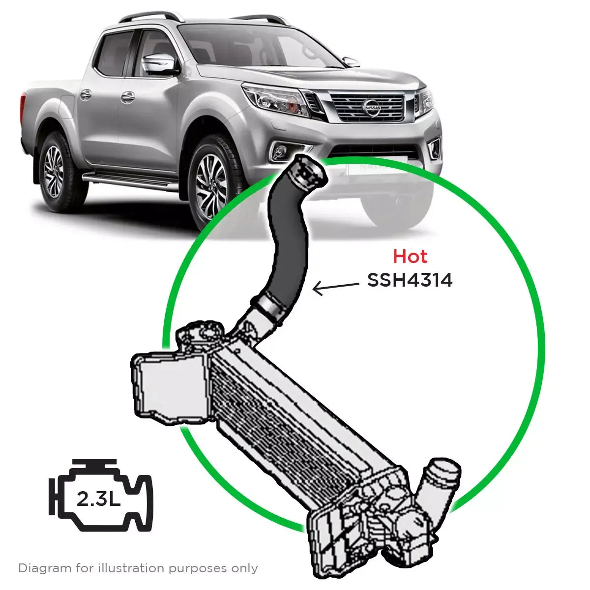 SAAS Nissan Navara D23 NP300 2.3 Hot Side Intercooler Hose SSH4314 - view 1