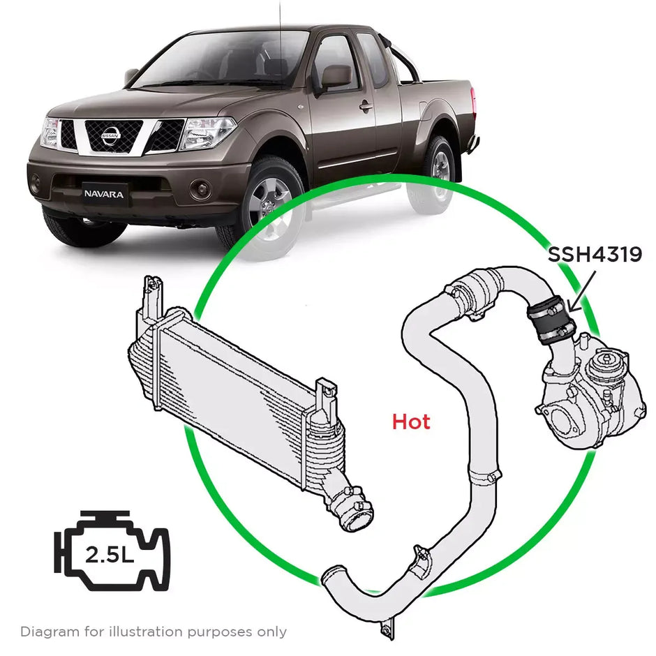 SAAS Nissan Navara D40 YD25 2.5 Hot Side from Turbo to Join Pipe SSH4319 - view 1