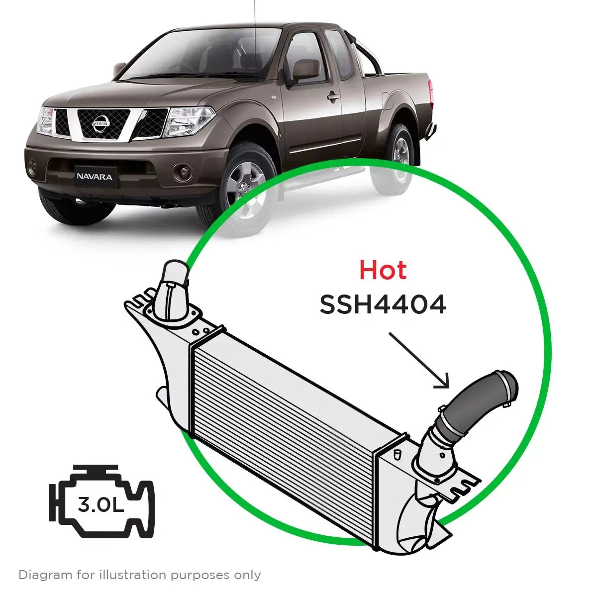 SAAS Nissan Navara D40 Pathfinder R51 V9X V6 Silicone Intercooler Hot Side SSH4404 - view 1