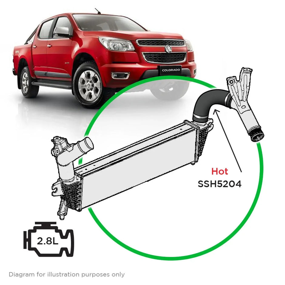 SAAS Holden Colorado RG 2.8L CTDI Silicone Intercooler Hot Pipe 2012 - on SSH5204 - view 1