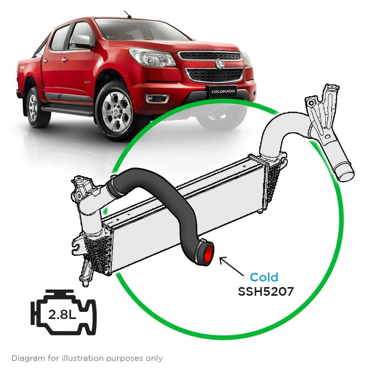 SAAS Holden Colorado RG 2.8L 132kW 2012 - 2013 CTDI Silicone Intercooler Cold Pipe SSH5207 - view 1