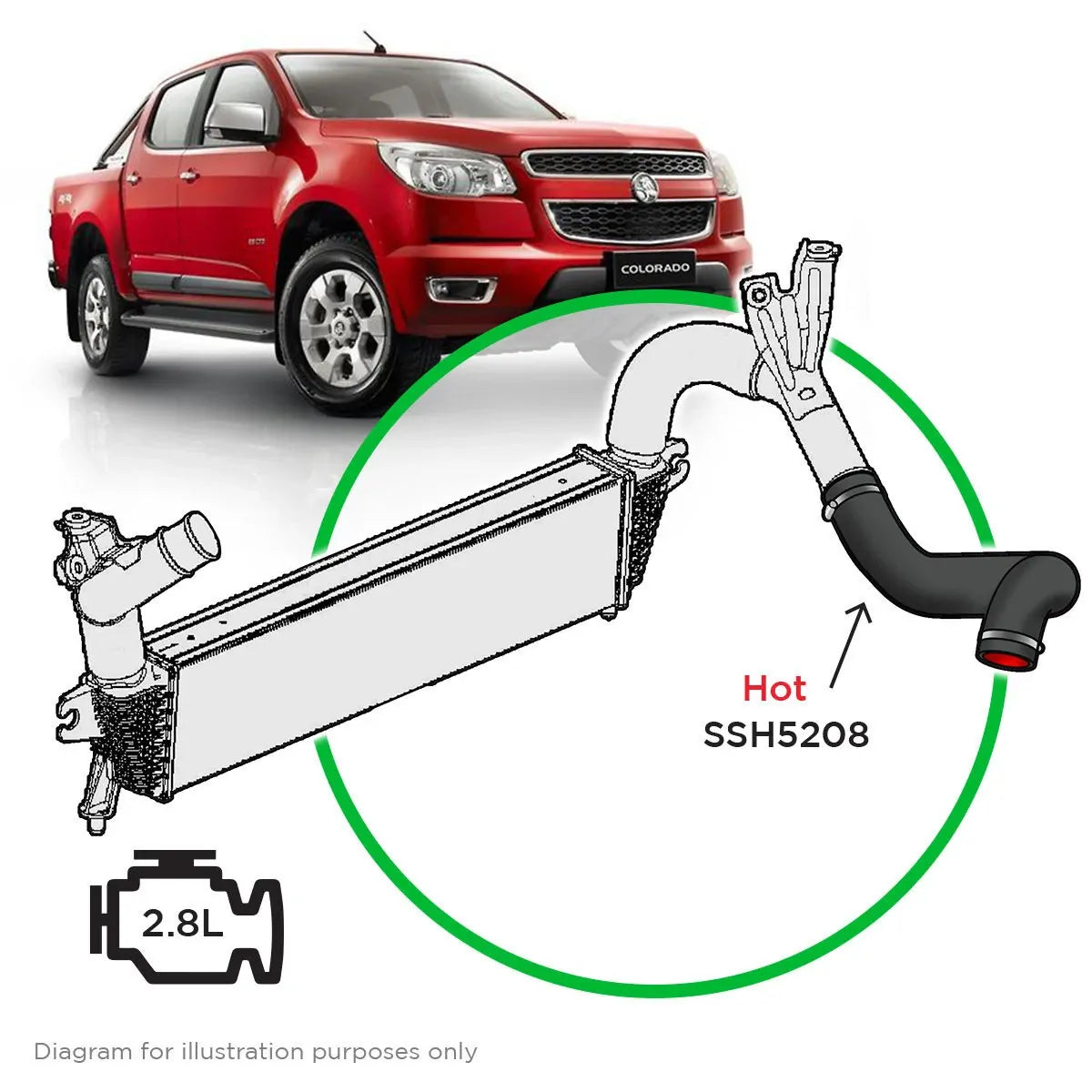 SAAS Holden Colorado RG 2.8L 132KW 2012 - 2013 CTDI Silicone Intercooler Hot Pipe SSH5208 - view 1