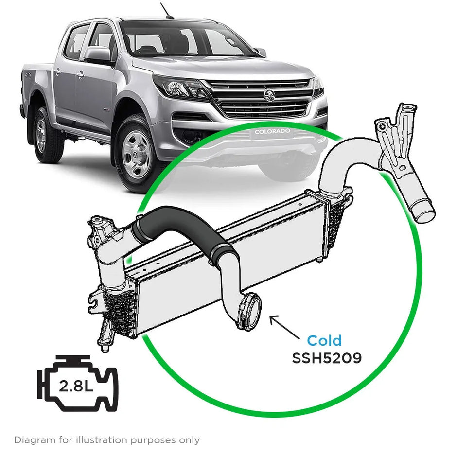 SAAS Holden Colorado RG 2012 - 2016 2.8L T/B Silicone Intercooler Pipe Cold SSH5209 - view 1