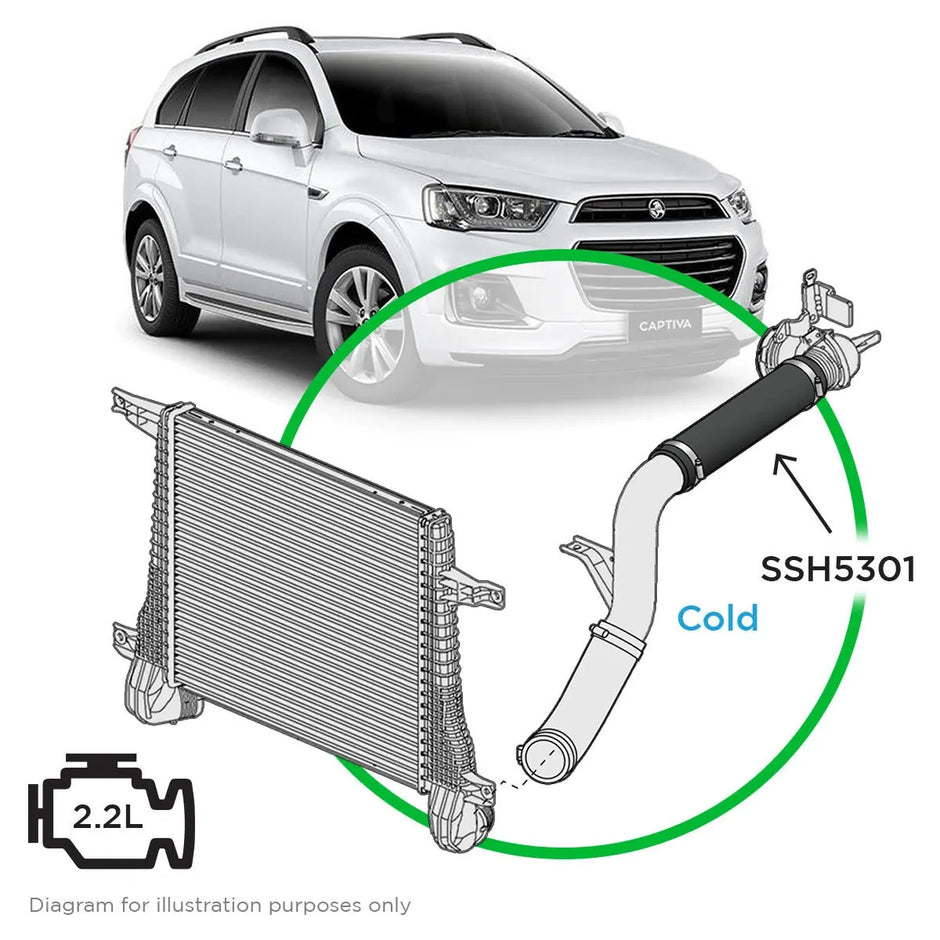 SAAS Holden Captiva CG 2.2L 2011 - 2021 Silicone Intercooler Pipe Cold T/Body SSH5301 - view 1