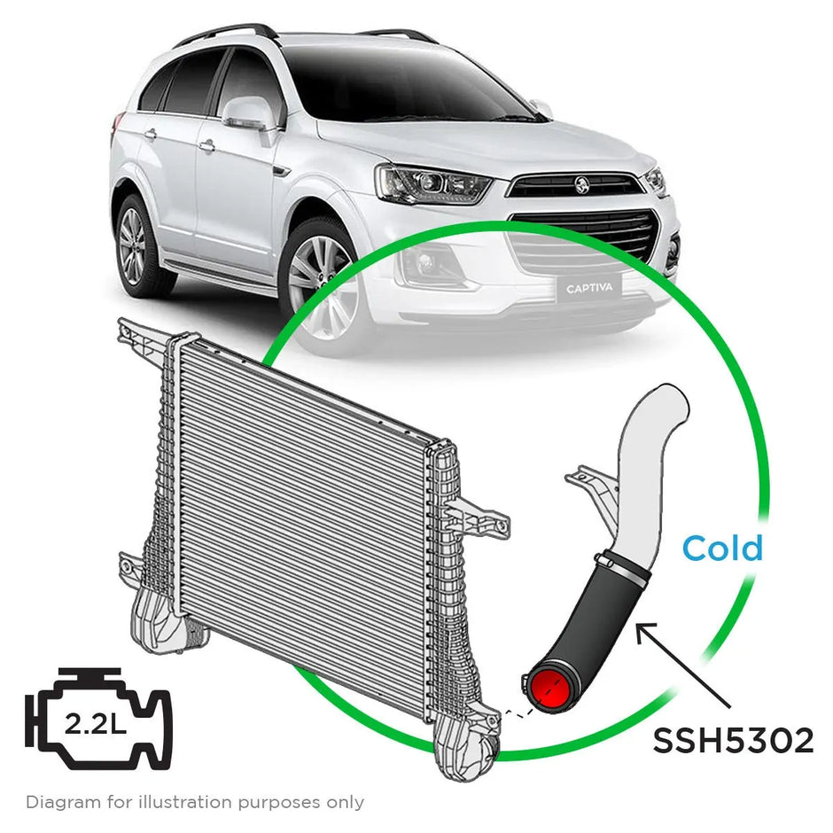 SAAS Holden Captiva CG 2011 - 2021 Silicone Intercooler Cold Pipe SSH5302 - view 1