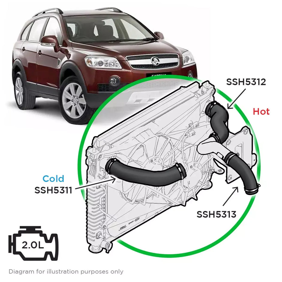 SAAS Holden Captiva TD CG 2.0 07-11 Intercooler Hose Kit SSH5311-KIT - view 1