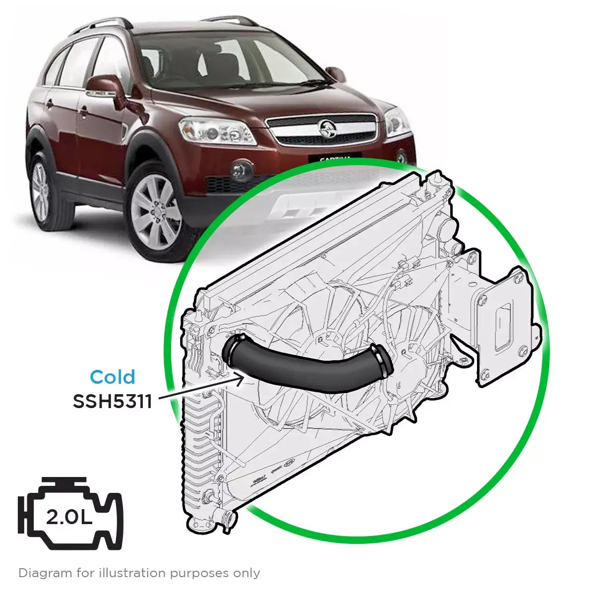 SAAS Holden Captiva TD CG 2.0 07-11 Cold Side from Intercooler SSH5311 - view 1