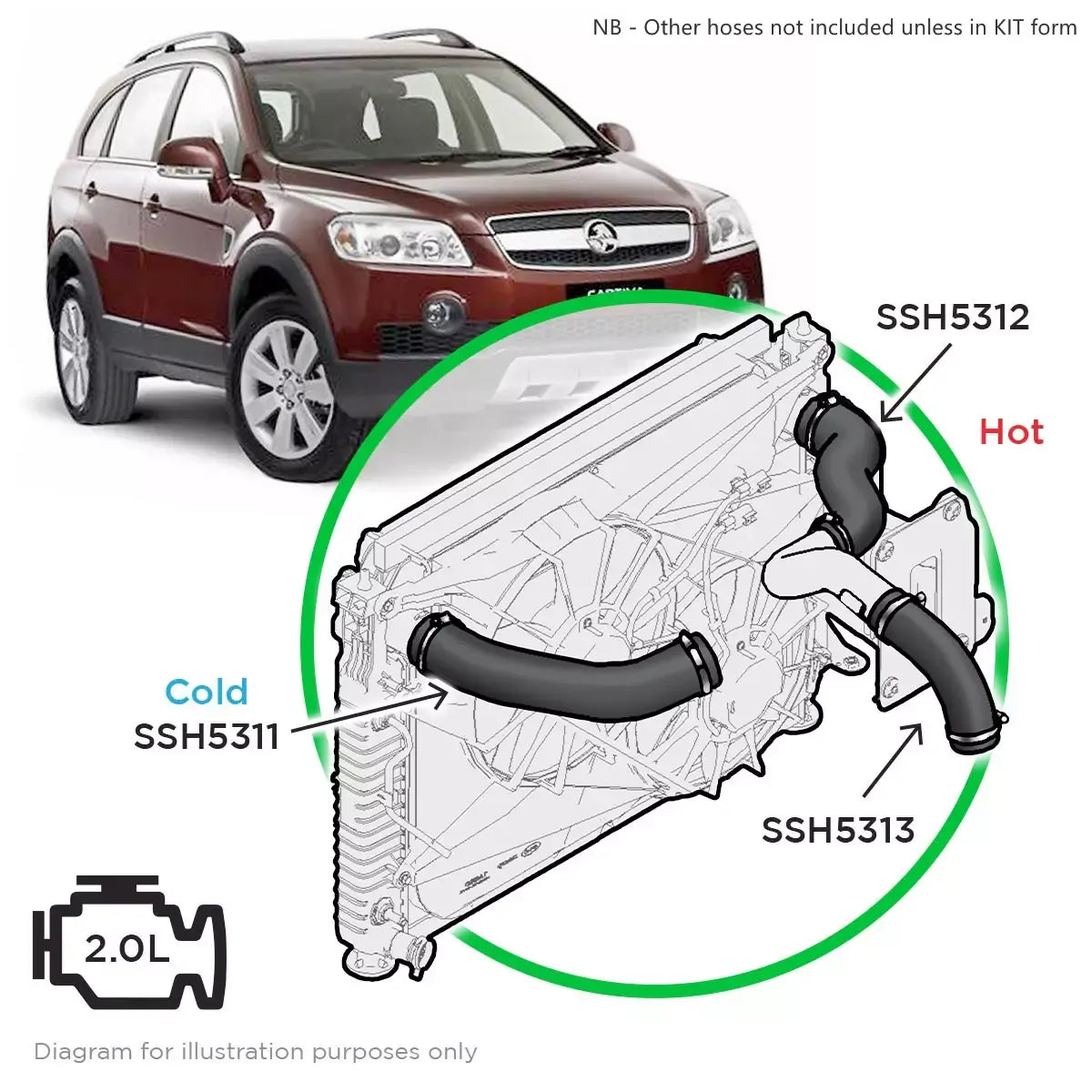 SAAS Holden Captiva TD CG 2.0 07-11 Hot Side from Turbo to Joiner SSH5313 - view 6