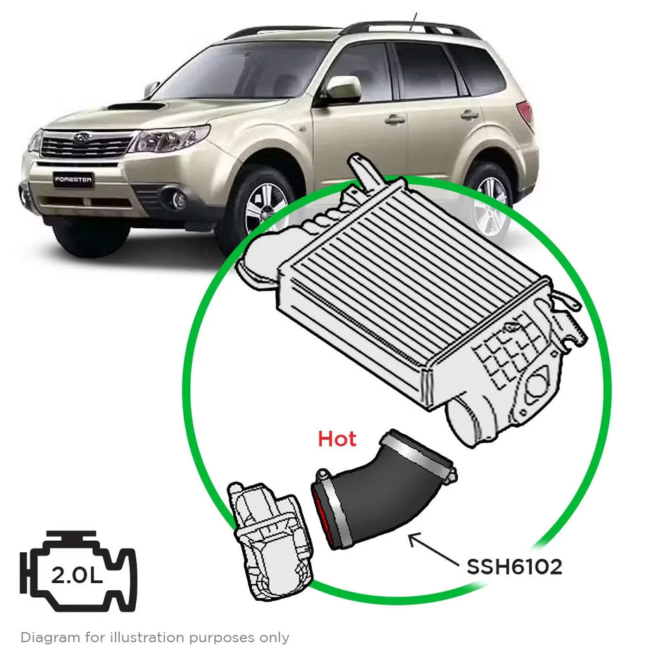 SAAS Subaru 2.0L Diesel Impreza Outback Forester Silicone Hot Side Intercooler SSH6102 - view 1