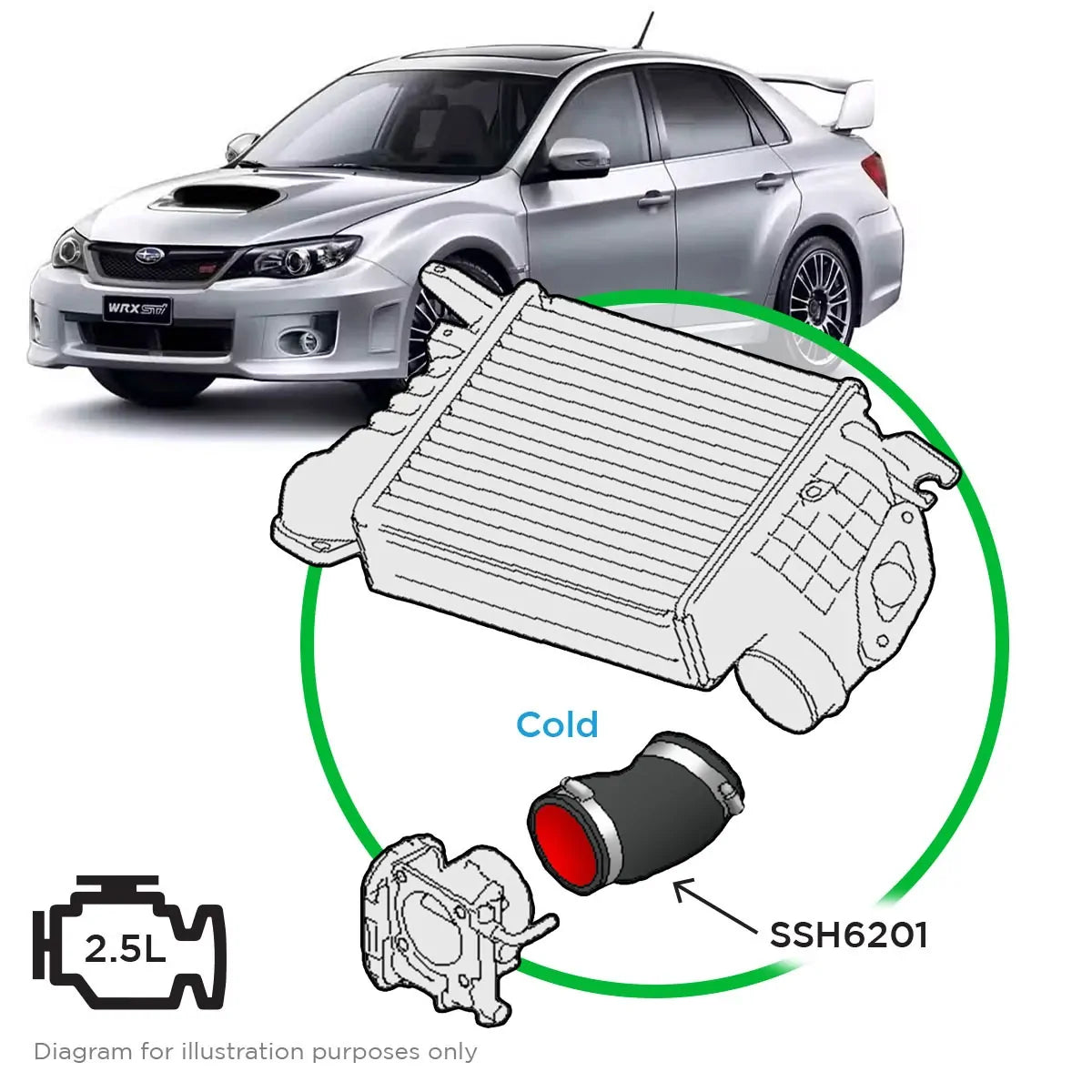 SAAS Subaru WRX Legacy Outback Forester 2.5L Silicone Intercooler Pipe Cold Side SSH6201 - view 1