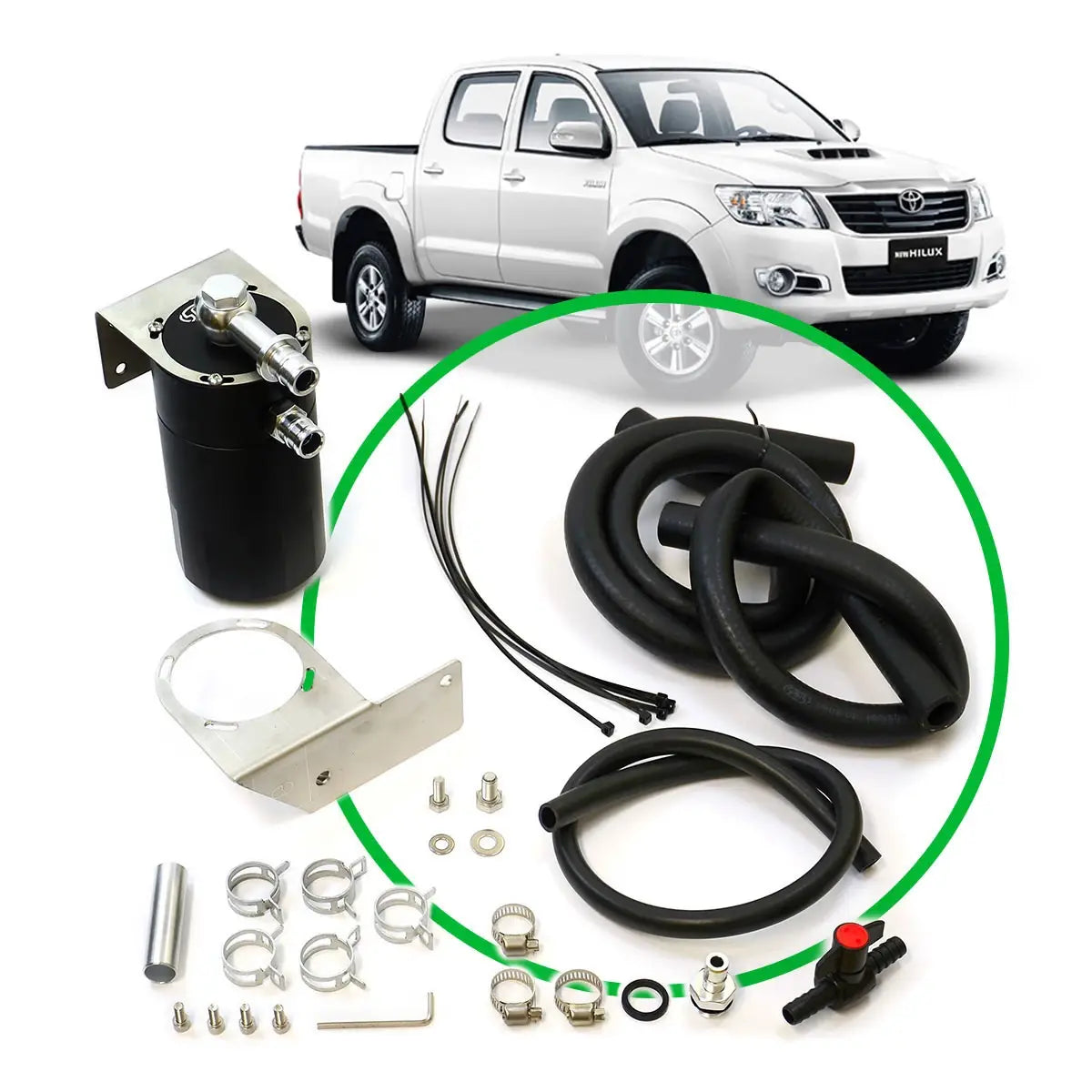 SAAS Oil Catch Tank Full Kit Hilux KUN 3.0L 2005 - 2015 Black Tank ST1101-1014 - view 1