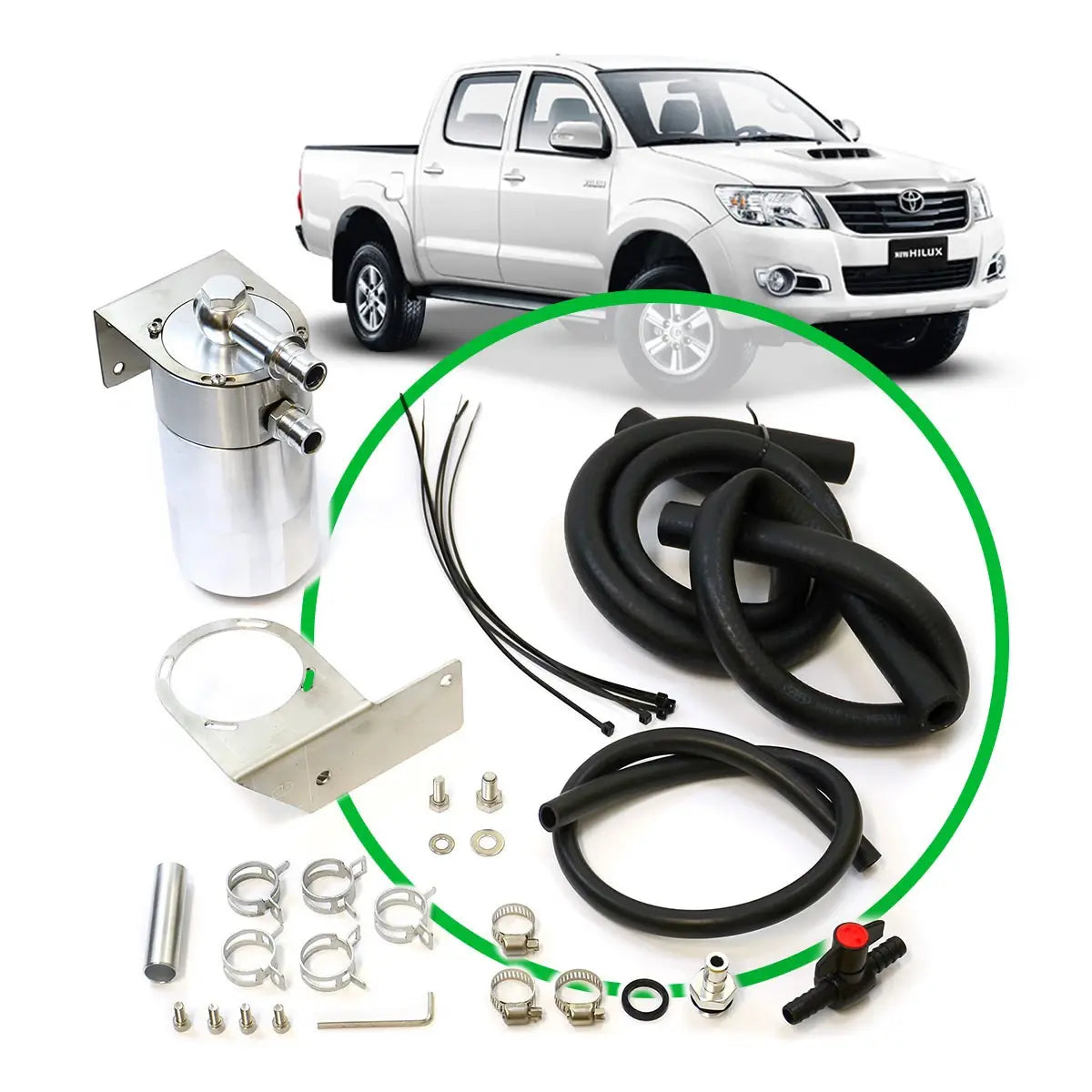 SAAS Oil Catch Tank Full Kit Hilux KUN 3.0L 2005 - 2015 Polished Tank ST1101-1015 - view 1