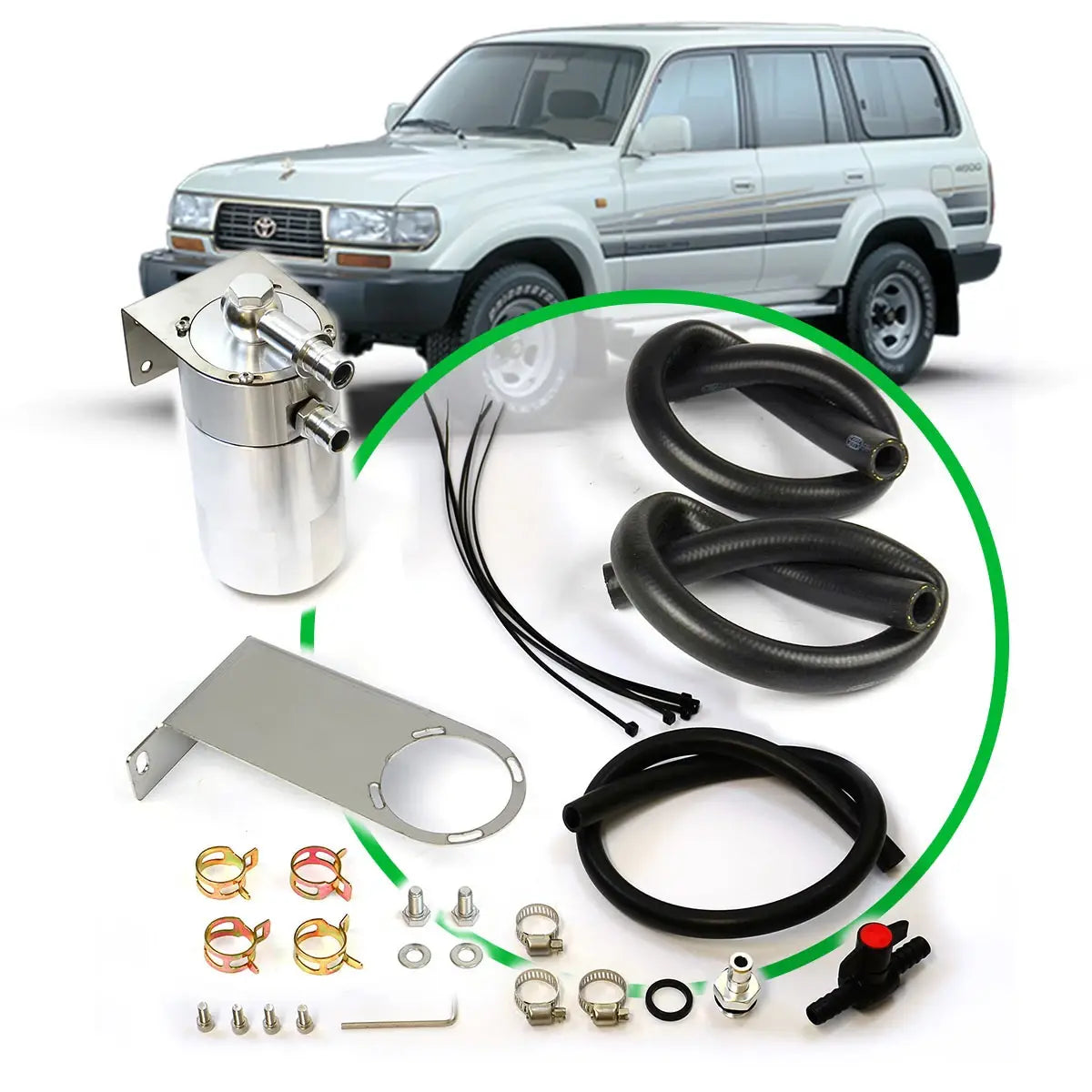 SAAS Oil Catch Tank Full Kit Landcruiser 80 Series 1HD 90-98 Polished Can ST1208-1015 - view 1